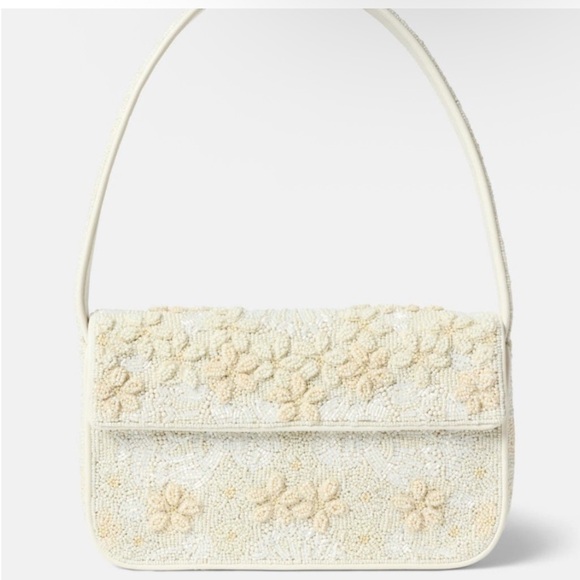 STAUD Handbags - STAUD Tommy Beaded Bag, Garden Party white floral embroidered shoulder bag purse